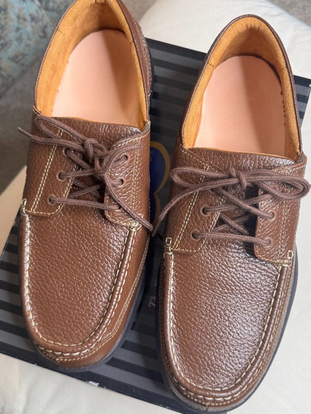 New/w Box Dr. Comfort Patrick Men's Extra Deep Boat Shoes Brown Leather Size 14W